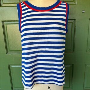 Vintage Queen Casuals Striped Tank Top – Red, White & Blue Size: M